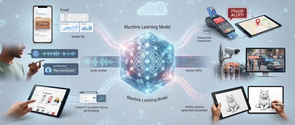 Everyday examples showing how computers learn through machine learning