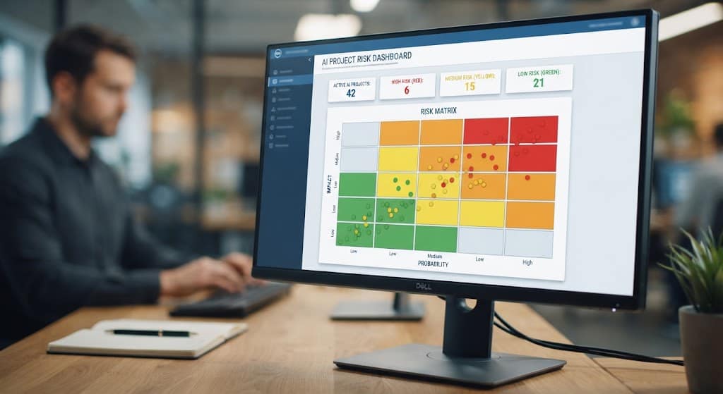 Risk-tiering dashboard used to classify AI governance decisions
