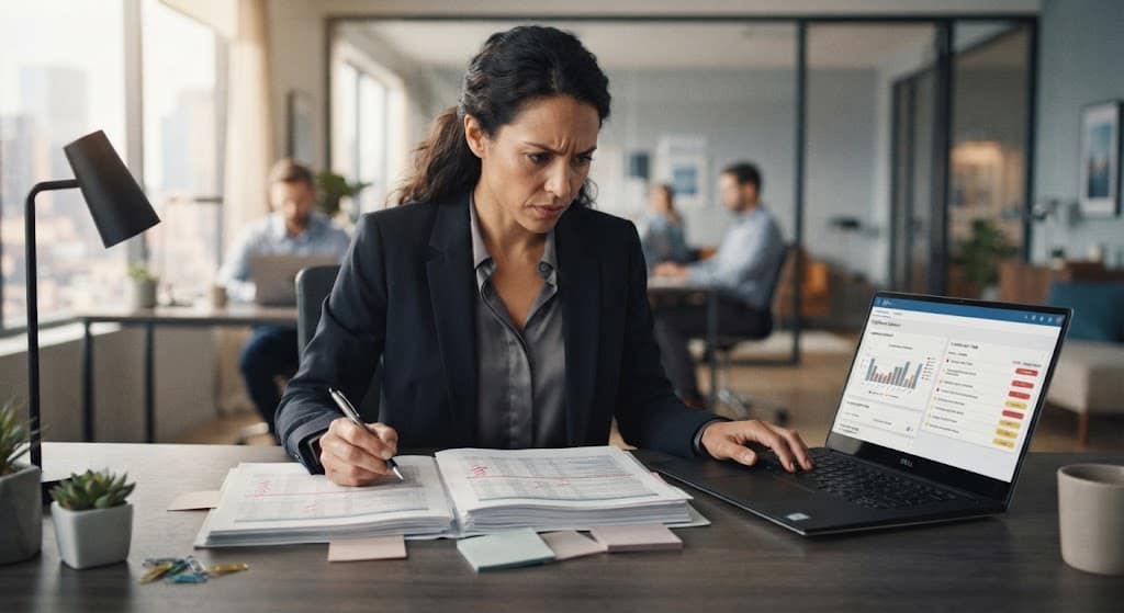 Compliance officer reviewing AI governance audit findings