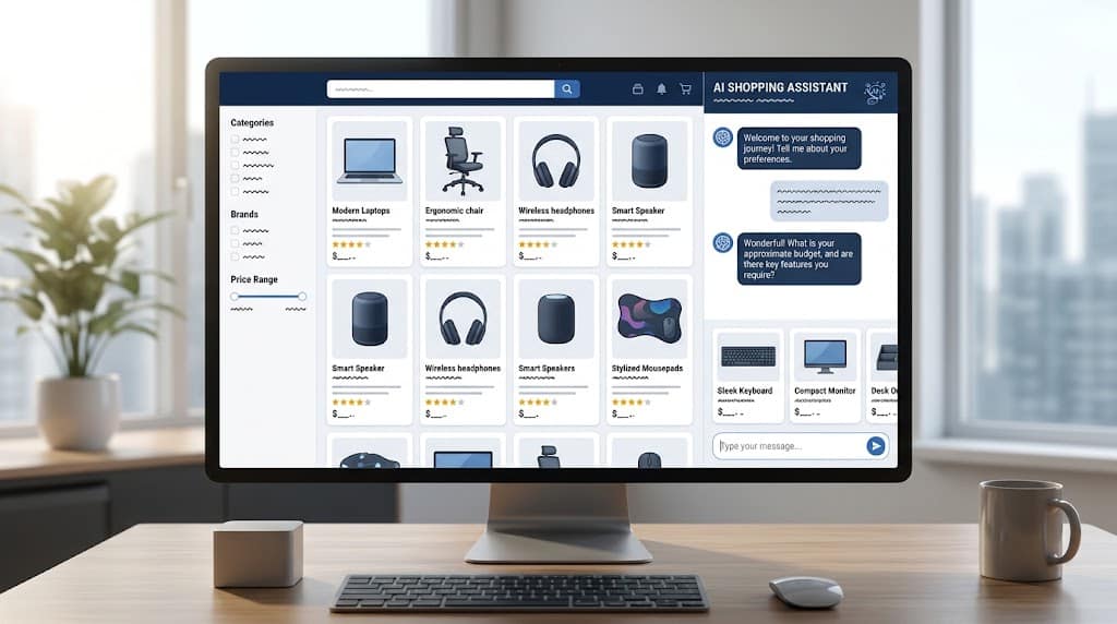 E-commerce AI live chat example helping a customer choose products