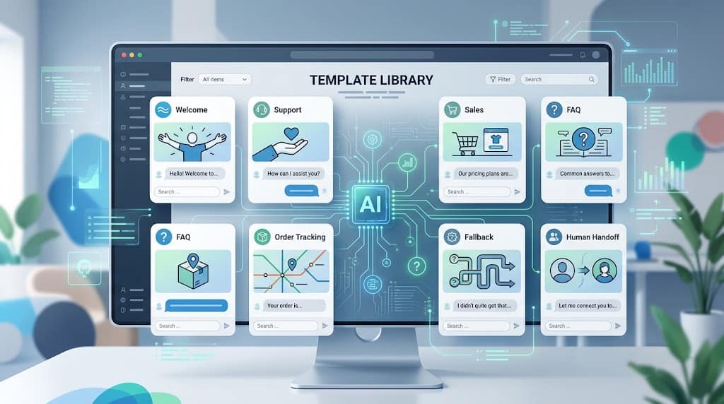 Chatbot response templates for customer support sales and FAQs